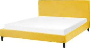 Кровать Beliani FITOU 160 x 200 см велюровая жёлтая