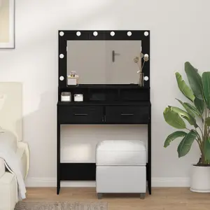 Туалетный стол VidaXL 79×41×135 см из MDF цвет Черный Дуб с ящиками