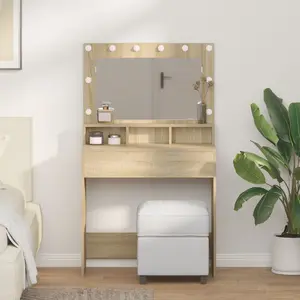 Зеркальная панель для туалетного столика VidaXL 79 x 41 x 135 см, Дуб Сонома, ДСП