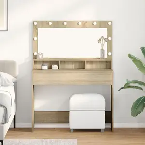 Kosmētikas galda spogulis VidaXL 100 x 41 x 135 cm, Sonoma ozols, skaidu plātne