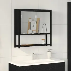 Зеркальный шкаф для ванной VidaXL 862225 Черный дуб 60x16x60 см Инжиниринговая древесина