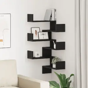 Настенные полки 2 шт. VidaXL 40×40×49,5 см Чёрный дуб Инженерная древесина
