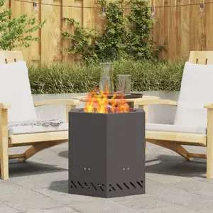 Уличный шестиугольный дровяной очаг-камин VidaXL 48×48×51 см черная сталь