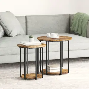Sānu galdiņš VidaXL modelis 869716, kūpināta ozola, inženierkoksne un metāls, mazs