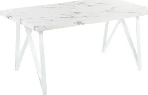 Обеденный стол Beliani GRIEGER 160 x 90 см белый мраморный эффект
