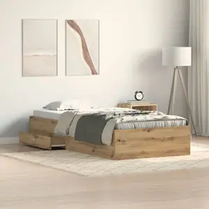 Кровать VidaXL Artisan Дуб 90x190 см из инженерной древесины