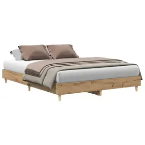Каркас кровати VidaXL 3328725, цвет дуб, 143 × 203 см, высота рамы 25 см