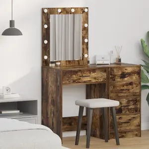 Комод VidaXL Wędzony dąb Lite из дуба 50 x 41 x 135 см с ящиками
