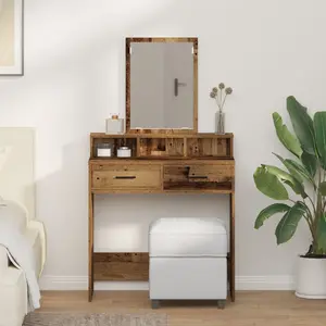 VidaXL tualetes galds 79 x 41 x 140 cm no vecas koksnes taisnstūrveida ar spoguli