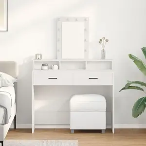 Kosmētikas galdiņš VidaXL 100 x 41 x 140 cm Balts MDF Taisnstūrveida