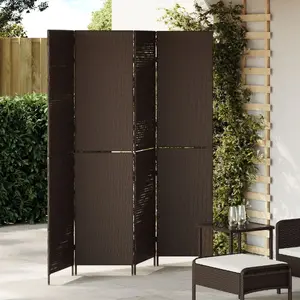Ширма 4 секции складная коричневая 195x180 см VidaXL полиротанг