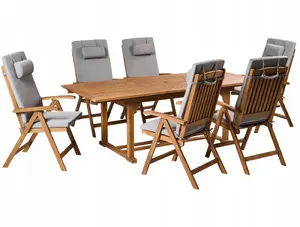 Garden dining set Beliani JAVA PREMIUM for 6 people, acacia wood, grey melange
