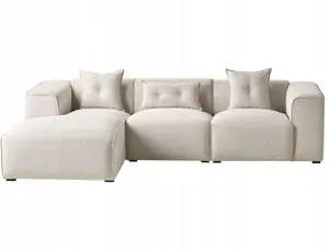 Stūra dīvāns 3 personām Beliani DOLVA gaiši bēšs labās puses — 3-vietīgs