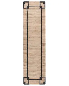Paklājs Beliani GONDIA 80 x 300 cm, melns/ļoti gaišs brūns, juta