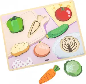 Деревянная монтессори-игра 2 в 1 с фигурками овощей, viga toys 44703
