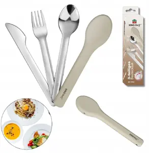 Cutlery Set with Case for Lunch Boxes KingHoff KH-1954, portable stainless steel utensils
