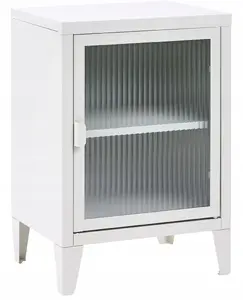 Office cabinet Beliani ORETI Metal light gray — metal construction, slim storage unit