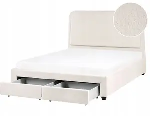 Кровать с ящиками Beliani Boucle SARDENT 160 x 200 см слоновая кость
