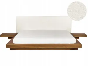 Gulta Beliani Boucle ZEN 180 x 200 cm ar dabīga bērza/aisa rāmi