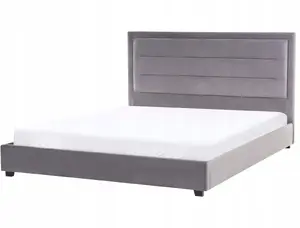 Кровать Beliani Welur ROUEN 180 x 200 см темно-серый — мягкая обивка