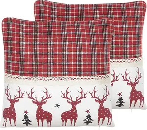 Decorative cushion set Shumee ROBBIE 2 pcs, reindeer pattern, 45 x 45 cm, red