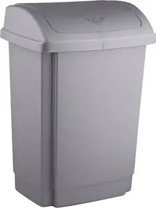 Trash bin Plast Team TEA000356, 15 L, silver, push-button lid