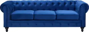 Диван Beliani CHESTERFIELD 3-местный велюровый кобальтовый