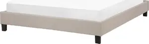 Upholstered Bed Frame Beliani ROANNE 140 x 200 cm beige (no headboard)
