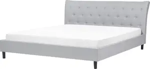 Upholstered bed Beliani SAVERNE 180 x 200 cm, light grey
