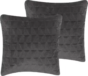 Decorative cotton cushions Beliani LALAM 45 x 45 cm, set of 2, embossed, grey