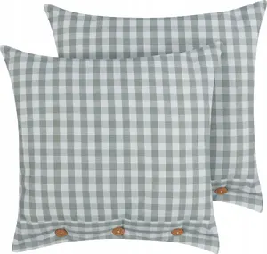 Decorative throw pillows Beliani TALYA 45 x 45 cm green-white check pattern, set of 2