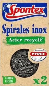 Stainless Steel Spiral Scrubbers Spontex Spirales Inox, pack of 2