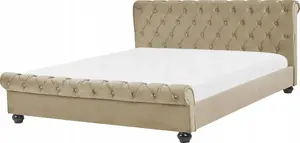 Ūdens gulta Beliani AVALLON 180 x 200 cm bēšs velūrs