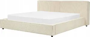 Кровать Beliani LINARDS 180 x 200 см бежевый шнурковый тканевый велюр