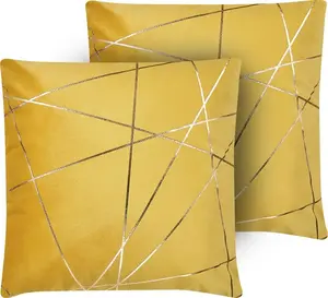 Decorative velvet cushion set Shumee 2 pieces 45x45 cm geometric pattern yellow