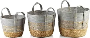Set of 3 Affek Design BALI decorative baskets, sizes 33×33×26 cm, 28×28×23 cm, 23×23×20 cm