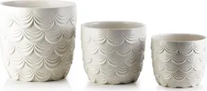 Flower pots set affek design NEVA — 3 ceramic planters XL 20×20 cm, L 16×15 cm, M 13×12 cm