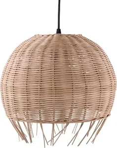Karājoša lampa Beliani DRINO rattan brūna — karājamais gaismeklis ar rotangpalmas abažūru