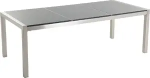 Dārza galds Beliani GROSSETO — dalīta granīta virsma 220 x 100 cm, pelēks