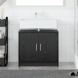 Тумба под раковину VidaXL модель 869208 Черный дуб 63×29×55 см инжиниринговая древесина