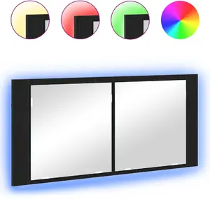 Зеркальный шкаф VidaXL 875044 с LED, инженерная древесина, черный дуб, 100 x 12 x 45 см