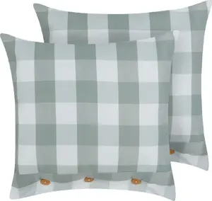 Decorative cushion Beliani TAMNINE 45 x 45 cm, check pattern, mint, set of 2