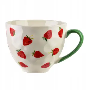 Krūze No name 400 ml, keramikas 11×15×9 cm ar zemeņu dizainu (HTPT0909 Mondex)