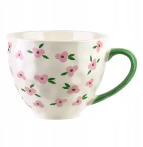 Krūze NICI 400 ml ar rozā ziediem, 11×15×9 cm