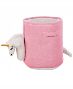 Plush Unicorn Storage Basket Beliani – Cotton, Pink, Soft Toy Organizer