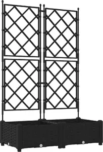 Planter with Trellis VidaXL set of 2, black, 80 x 40 x 125.5 cm
