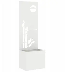 Planter with Decorative Panel VidaXL 50 x 140 cm White