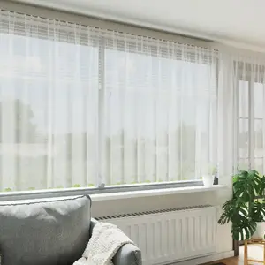 Curtain Set VidaXL Floral Lace with Drapes 1200 x 140 cm Polyester White