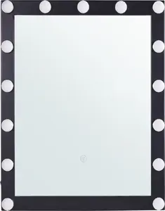 Wall LED Mirror Beliani ODENAS 50 x 60 cm, black metal frame