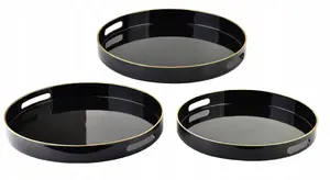Набор декоративных подставок Mondex BLANCHE BLACK — 3 круглые подставки 38×38×4 см, 35×35×4 см, 33×33×3,5 см